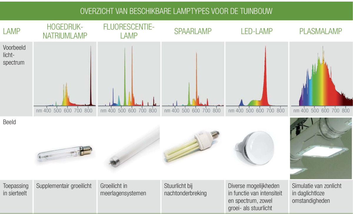 overzicht type lampen